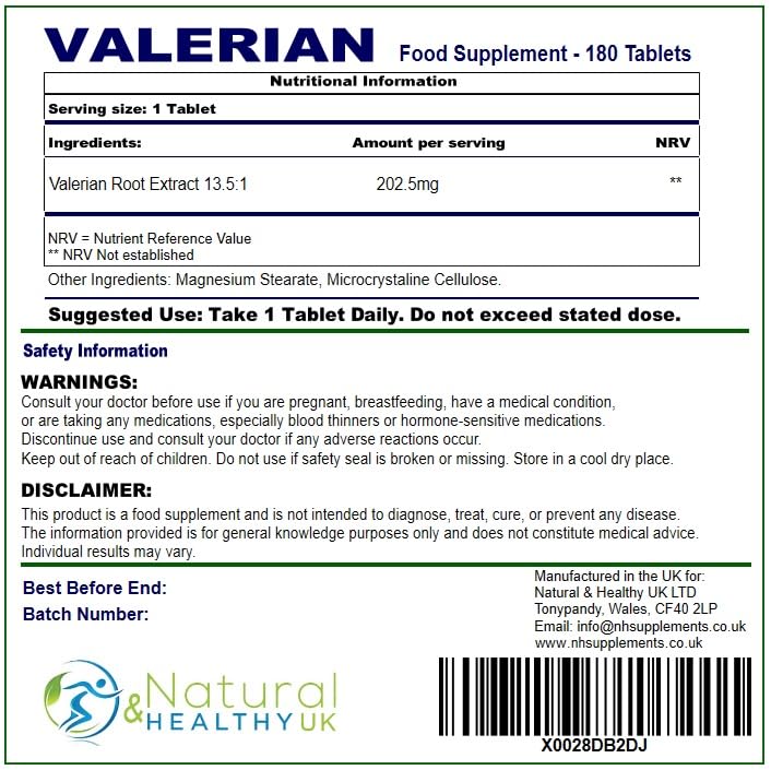 Valerian Tablets - 180 Tablets