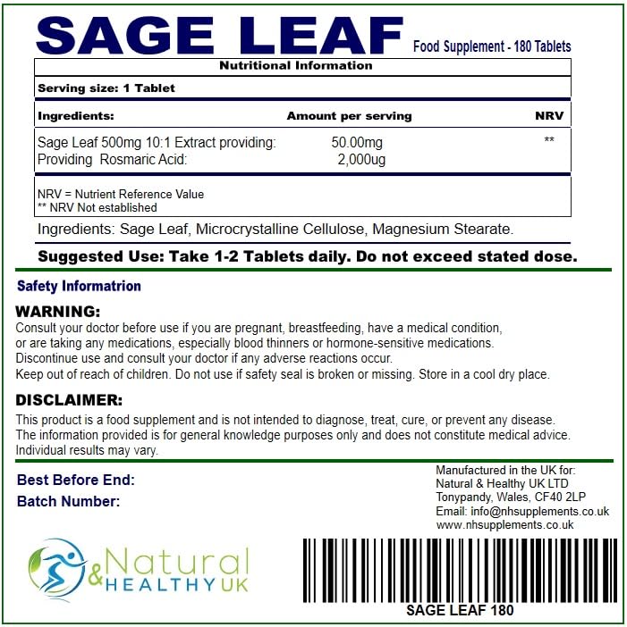 Sage Leaf - 180 Tablets