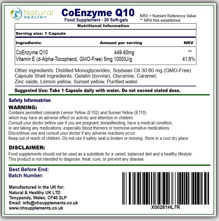 Coenzyme Q10 500mg - 30 Softgels