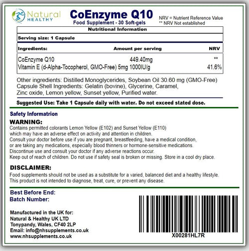 Coenzyme Q10 500mg - 30 Softgels