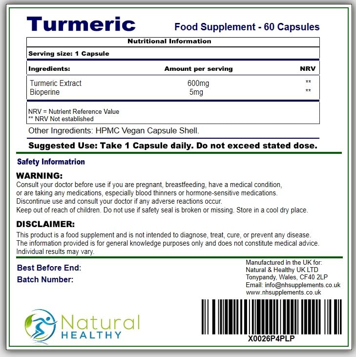 Turmeric with Black Pepper – 60 Capsules